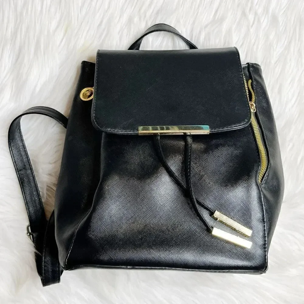 Kalklaguo Zip Up Mini Back Pack Black & Gold
